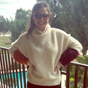 Zara Turtleneck Sweater with Faux Fur Cufs